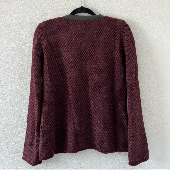 NARA CAMICIE Cardigan Sz M/L Wool Blend Burgundy Zip Closure False pockets New - Picture 2 of 9
